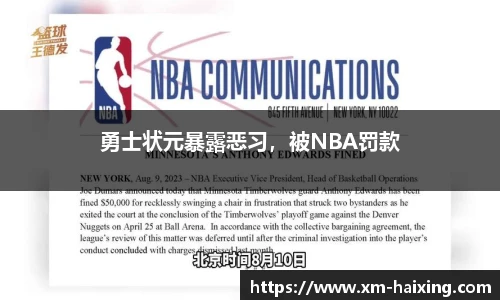 勇士状元暴露恶习，被NBA罚款