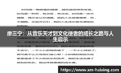 廖三宁：从音乐天才到文化使者的成长之路与人生启示